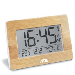 Zegar elektroniczny, z termometrem i budzikiem, 23 x 3 x 16 cm, bambus ADE