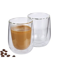 2 szklanki do kawy z mlekiem, podwójne ścianki, 0,25 l, śred. 9 x 11 cm