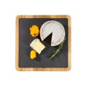 Talerz do serwowania sera z dębową podkładką, łupek, 23 x 23 cm