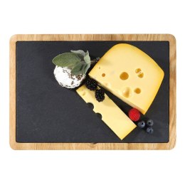 Talerz do serwowania sera z dębową podkładką, łupek, 33 x 23 cm