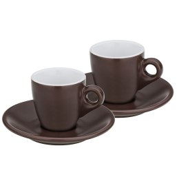 Filiżanki do espresso ze spodkami, 2 szt., ceramika, 0,05 l, śred. 12 x 6,5 cm, brązowe