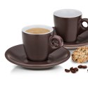 Filiżanki do espresso ze spodkami, 2 szt., ceramika, 0,05 l, śred. 12 x 6,5 cm, brązowe