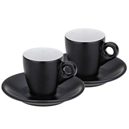 Filiżanki do espresso ze spodkami, 2 szt., ceramika, 0,05 l, śred. 12 x 6,5 cm, czarne