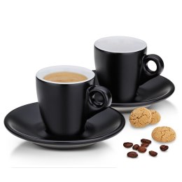Filiżanki do espresso ze spodkami, 2 szt., ceramika, 0,05 l, śred. 12 x 6,5 cm, czarne