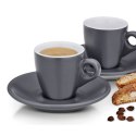 Filiżanki do espresso ze spodkami, 2 szt., ceramika, 0,05 l, śred. 12 x 6,5 cm, szare