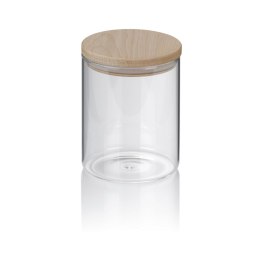 Pojemnik kuchenny, szkło borokrzemowe, drewniana pokrywka, śred.10 cm, wys.13 cm, 0,8 l