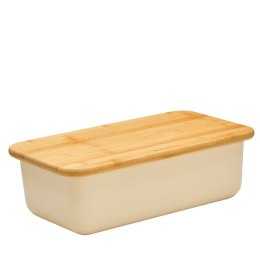 Chlebak z deską do krojenia, tworzywo sztuczne/bambus, 40 x 23 x 13,5 cm, kremowy