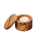 Pojemnik na sól lub przyprawy, drewno oliwne, śred. 9 x 7 cm