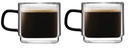 Komplet 2 szklanek z podwójną ścianką do espresso Carbon 80 ml 8548 Vialli Design