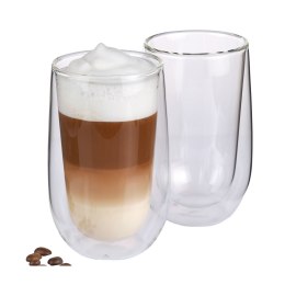 2 szklanki do latte macchiato, podwójne ścianki, 0,35 l, śred. 9 x 14 cm