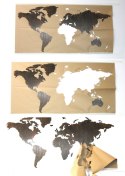 Duża CZARNA mapa świata 3D 175x86cm + szablon MDF
