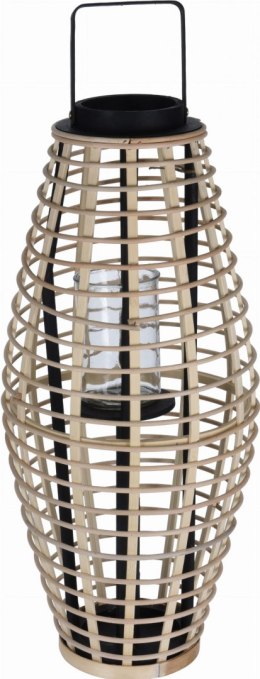 Lampion latarnia bambusowa naturalny z wkładem szklanym 30x64cm