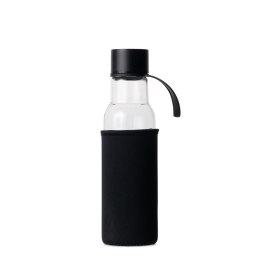 Butelka na wodę, czarny pokrowiec, 0,6 l, śred. 7 x 26 cm, szkło borokrzemowe/neopren Sagaform
