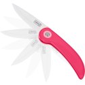 Składany nóż piknikowy, ceramiczny, 19 cm, różowy