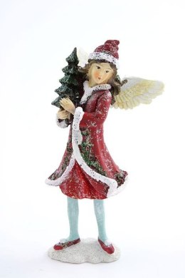 Figurka Zimowa dziewczynka z choinką 15cm