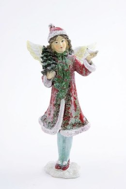 Figurka Zimowa dziewczynka z ptaszkiem 15cm