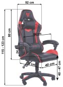 Fotel obrotowy ergonomiczny Gaming Hero czerwona tkanina