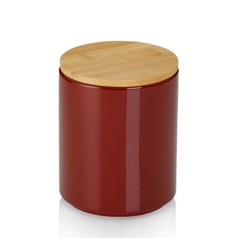Pojemnik kuchenny, ceramika/bambus, 1,0 l, śred. 12 x 15 cm, czerwony