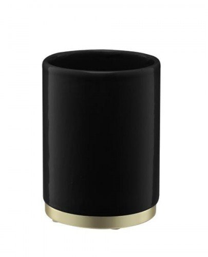 Kubek łazienkowy czarno-złoty ceramiczny Zeyna