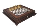 Wielkie ekskluzywne szachy Italfama z pozłacanego metalu 53x53 cm - N137