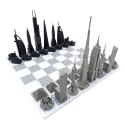 Ekskluzywne szachy ze stali nierdzewnej na marmurowej szachownicy Skyline World Icons - WI