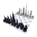 Ekskluzywne szachy ze stali nierdzewnej na marmurowej szachownicy Skyline World Icons - WI