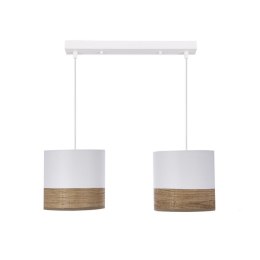 Bianco lampa wisząca biały 2x40w e27 abażur biały+orzechowy
