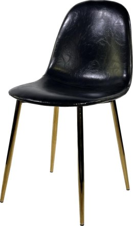 Krzesło tapicerowane czarne z miękką tapicerką narzut złotej barwy