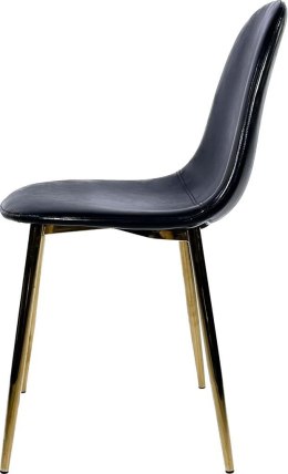 Krzesło tapicerowane czarne z miękką tapicerką narzut złotej barwy