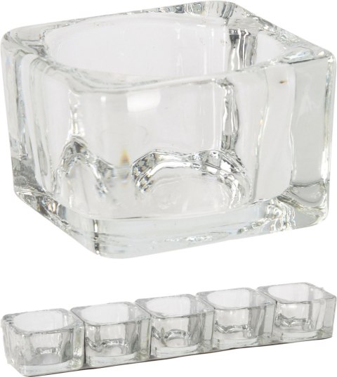 Elegancki zestaw 5 szklanych świeczników na tealight