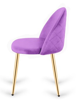 Eleganckie Krzesło Tapicerowane w Kolorze Fioletowego Aksamitu z Złotymi Akcentami