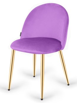 Eleganckie Krzesło Tapicerowane w Kolorze Fioletowego Aksamitu z Złotymi Akcentami
