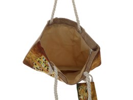 Torba na suwak z nadrukiem jednostronnym i saszetką,sznurkowe uchwyty-G. Klimt, Pocałunek