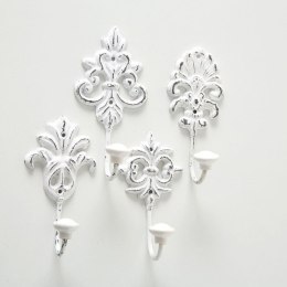 Elegancki wieszak ścienny Ivy, metalowy, biały, przecierany, 17 cm