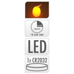Świeca LED z funkcją timera 5x6,5 biała Świeczka ledowa na baterie w kolorze białym, bezpłomienna, wysokość 6,5 cm