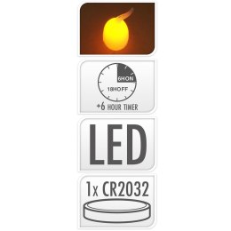 Świeca LED z funkcją timera 5x6,5 cm Świeczka ledowa na baterie w kolorze kremowym , bezpłomienna, wysokość 6,5 cm