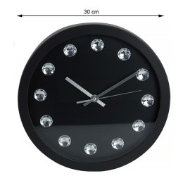 Zegar ścienny z kamieniami 30 cm czarny