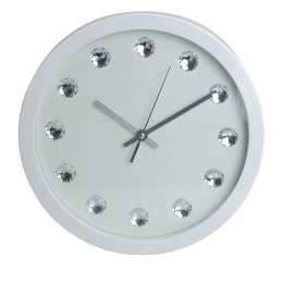 Zegar Glamour 30 cm - Biały z Kryształkami