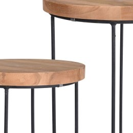 Elegancki zestaw drewnianych stolików
