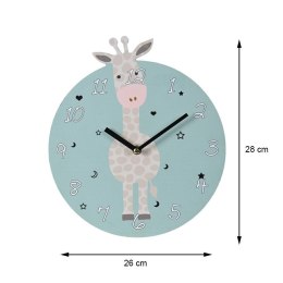 Zegar ścienny dla dzieci - Okrągły z motywem żyrafy, średnica 26 cm