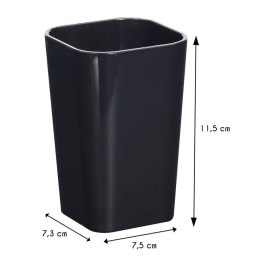 Pojemnik, kubek łazienkowy czarny Wykonany z tworzywa sztucznego, kubek, przybornik łazienkowy z bambusową podstawą o wymiarach: