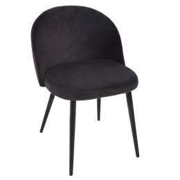 Krzesło Nael Velvet - Czarne, Miękkie Obicie, Metalowe Nogi