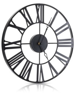 Zegar ścienny metalowy 36,5cm, vintage, czarny