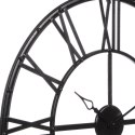 Czarny Zegar 70 cm - Styl Loft, Rzymskie Cyfry