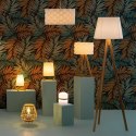 Elegancka Lampa Nocna - Drewno Bambusowe - Biały Abażur