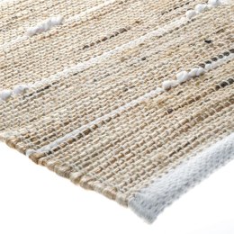 Wygodny dywan jutowy 60x90 cm - Paski w kolorze białym