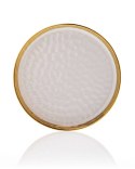 Taca dekoracyjna Lija White 20cm - ceramika, kolor biały, złote wykończenie