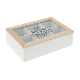 Pudełko na herbatę z przegródkami - Białe organizer z drewna