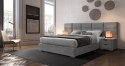 Nowe łóżko Levanter 160x200 cm, eleganckie wykonanie z chromowanej stali, tkanina popielata, bez materaca