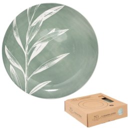 Talerze obiadowe zielone 26 cm - Porcelana ozdobiona liśćmi